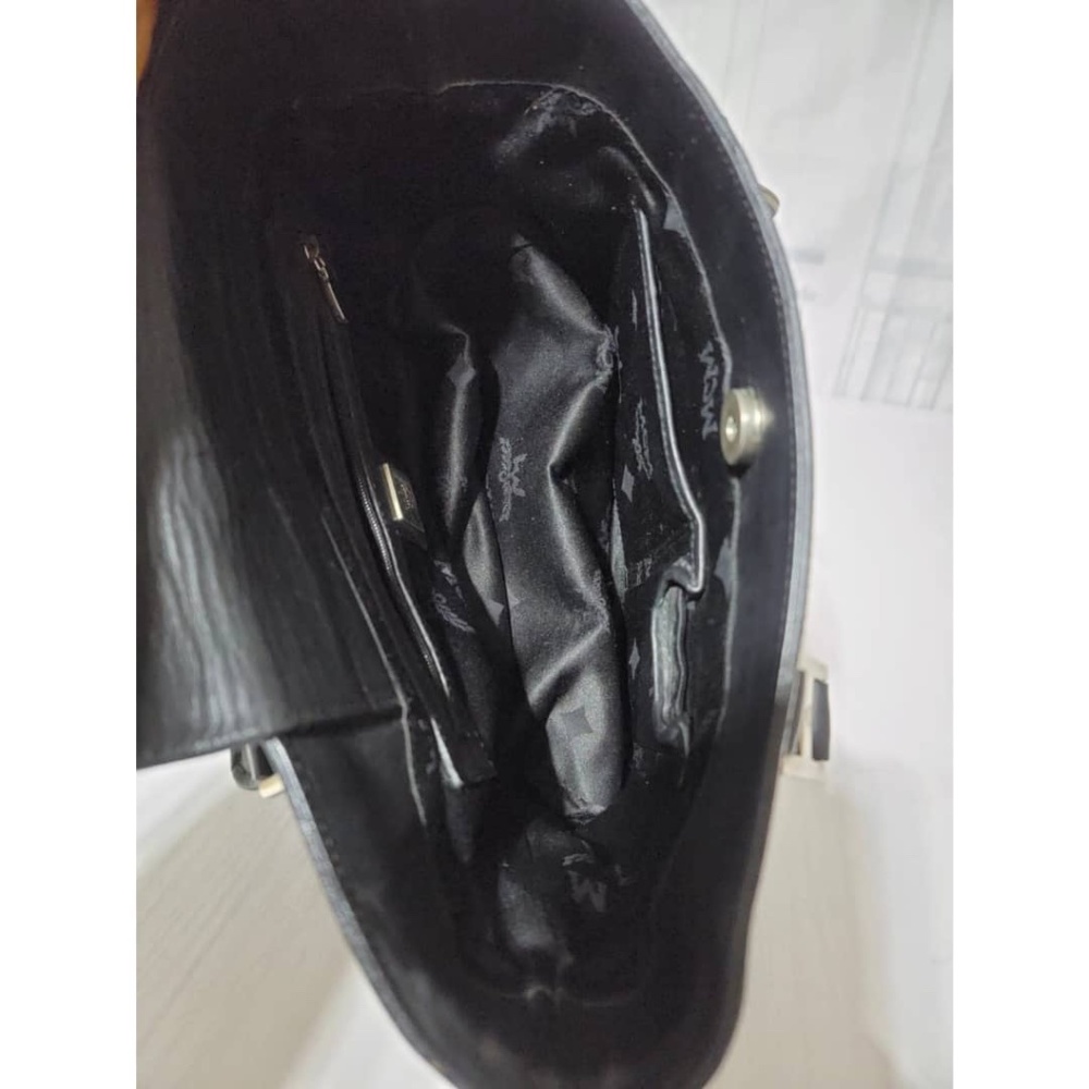 Authentic MCM Small Visetos Coated Canvas and Leather Pocket Tote Black - Picture 12 of 13